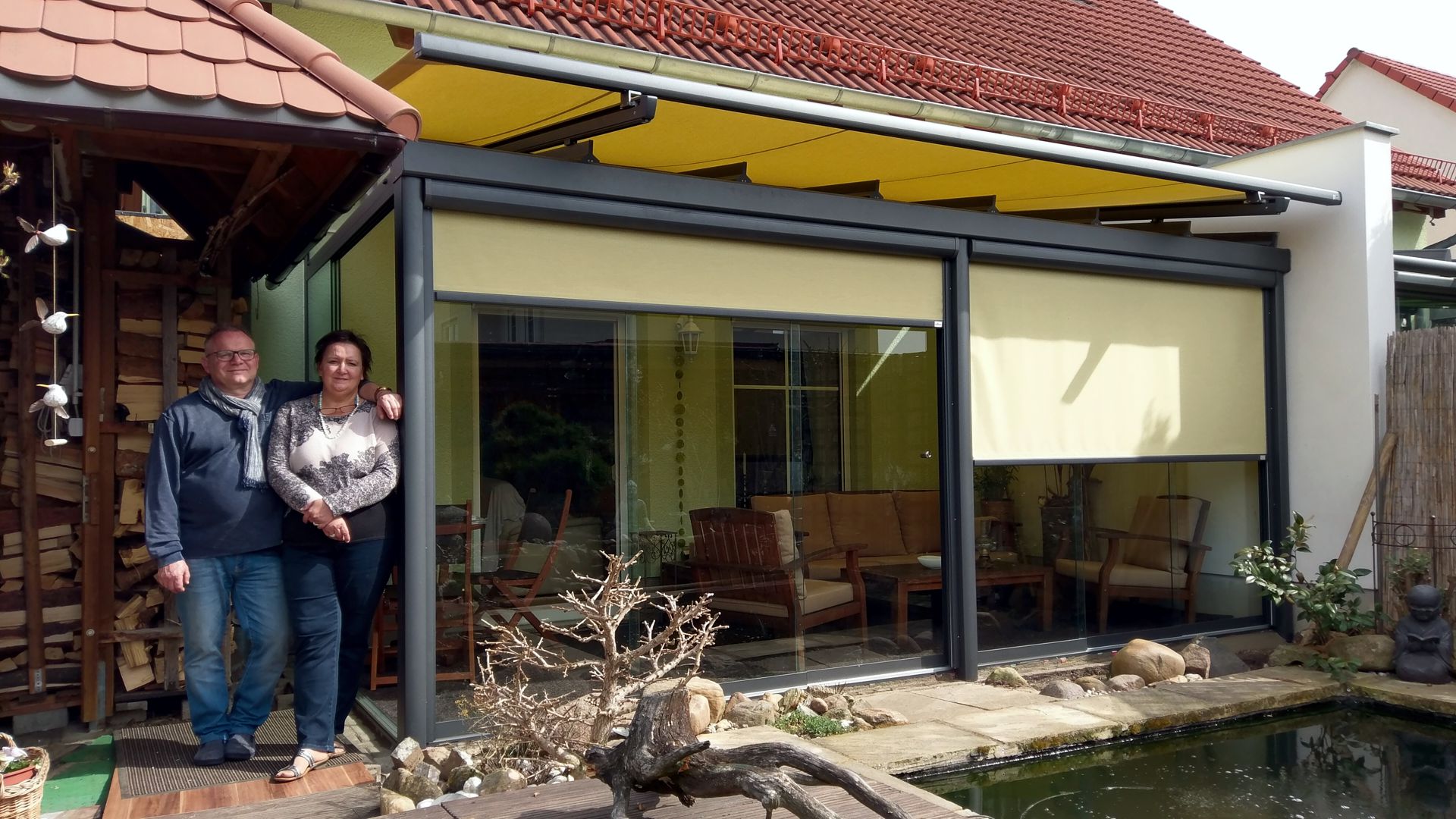 Terrassendach mit Aufglasmarkise